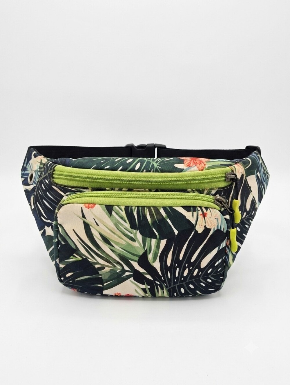 Tropical Botanical Palm Floral Belt Bag Fanny Pack Multi-Pocket - Picture 2 of 8